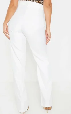 Petite White Pin Tuck Highwaist Pants