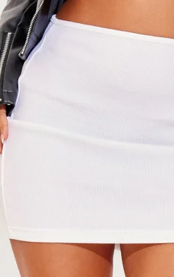 Clearance PrettyLittleThing Petite Ribbed Mini Skirt White