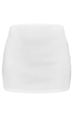 Clearance PrettyLittleThing Petite Ribbed Mini Skirt White