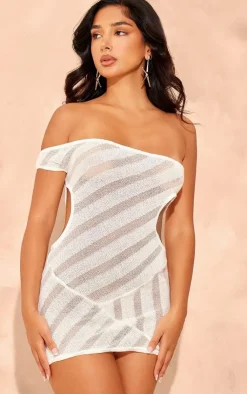 Petite Sheer One Shoulder Mini Dress-PrettyLittleThing Clearance