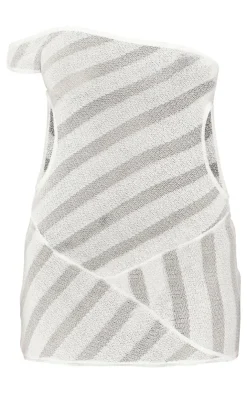 Petite Sheer One Shoulder Mini Dress-PrettyLittleThing Clearance