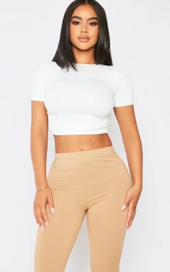 PrettyLittleThing Snatched*Petite Short Sleeve Snatched Rib Ruched Side Fitted T Shirt