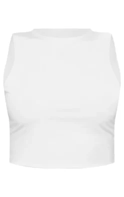 PrettyLittleThing Sleeveless Tops*Petite Slinky Racer Crop Top