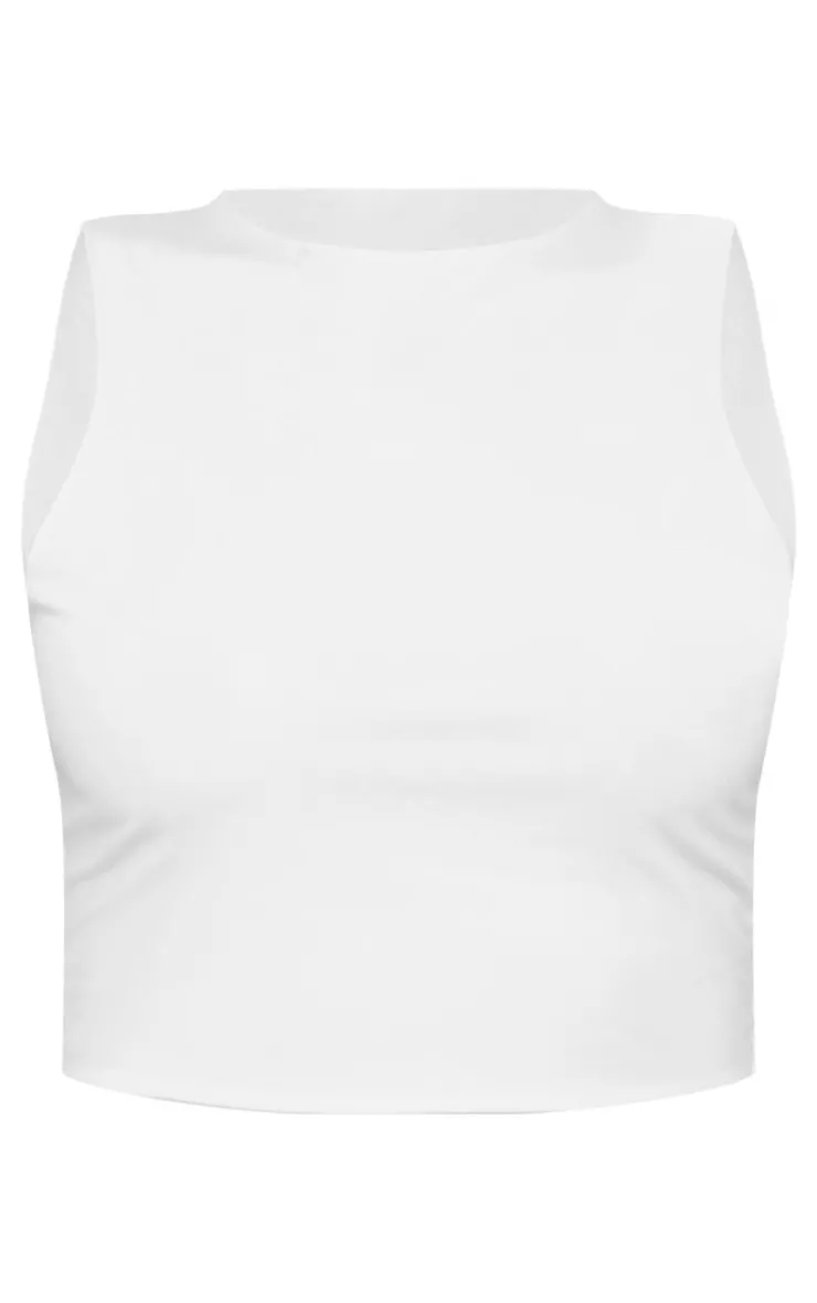 PrettyLittleThing Sleeveless Tops*Petite Slinky Racer Crop Top