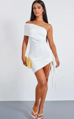Petite Soft Touch One Shoulder Ruched Side Mini Dress-PrettyLittleThing