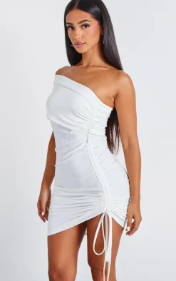 Petite Soft Touch One Shoulder Ruched Side Mini Dress-PrettyLittleThing