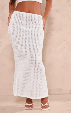 Best PrettyLittleThing Petite Textured Jersey Midaxi Skirt White