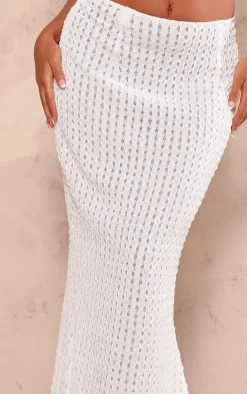 Best PrettyLittleThing Petite Textured Jersey Midaxi Skirt White