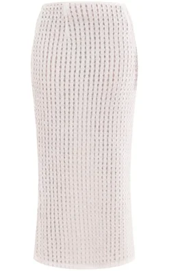 Best PrettyLittleThing Petite Textured Jersey Midaxi Skirt White