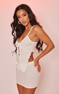 Best PrettyLittleThing Petite Textured Mini Skirt White