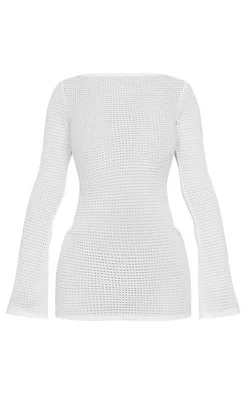 Petite Textured Open Back Mini Dress-PrettyLittleThing New