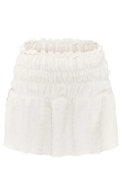 Discount PrettyLittleThing Petite Textured Rara Skirt White