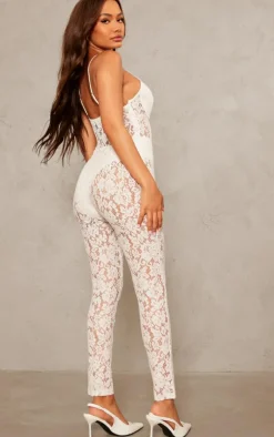 Petite Woven Lace Jumpsuit-PrettyLittleThing Online