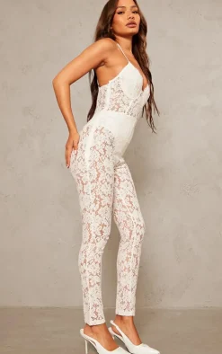 Petite Woven Lace Jumpsuit-PrettyLittleThing Online