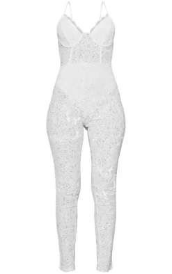 Petite Woven Lace Jumpsuit-PrettyLittleThing Online