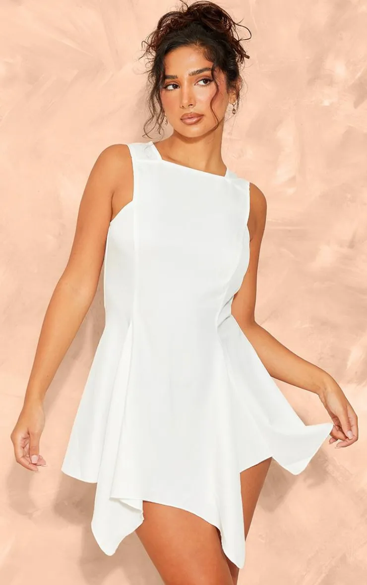 Petite Woven Sleeveless Asymmetric Hem Mini Dress-PrettyLittleThing Hot