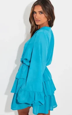 Satin Frill Tie Shift Dress-PrettyLittleThing