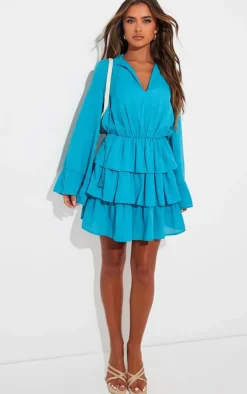 Satin Frill Tie Shift Dress-PrettyLittleThing