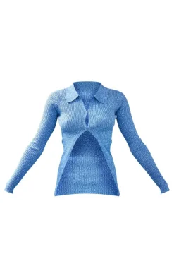 Best PrettyLittleThing Spacedye Button Front Cardigan Petrol Blue