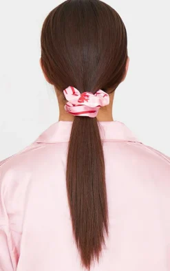PrettyLittleThing Hair Accessories*2 Pack Christmas Bow Print Satin Scrunchie Set