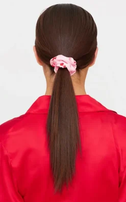 PrettyLittleThing Hair Accessories*2 Pack Christmas Candy Cane Print Satin Scrunchie Set