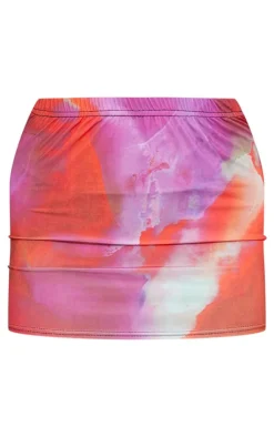 Best PrettyLittleThing Abstract Print Micro Mini Skirt Pink