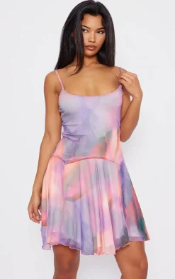Abstract Strappy Frill Shift Dress-PrettyLittleThing Outlet