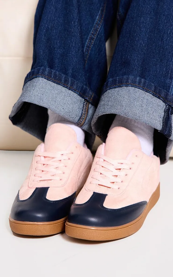 PrettyLittleThing Sneakers*and Blue PU Contrast Panel Lace Up Sneakers