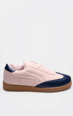 PrettyLittleThing Sneakers*and Blue PU Contrast Panel Lace Up Sneakers