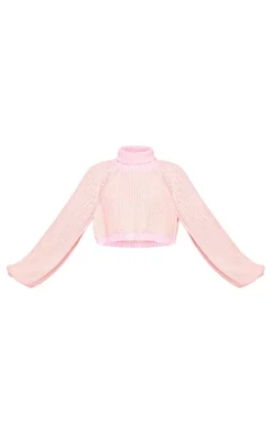 PrettyLittleThing Sweaters*And Cream Knit Roll Neck Cut Out Cropped Sweater