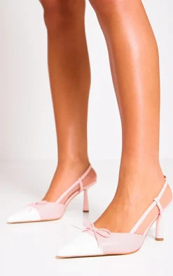 PrettyLittleThing High Heels*and White Pu Point Toe Bow Detail High Stiletto Court Heels