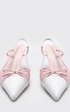 PrettyLittleThing High Heels*and White Pu Point Toe Bow Detail High Stiletto Court Heels