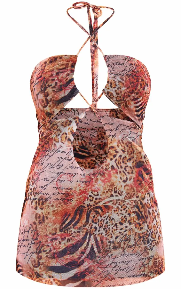Animal Print Cut Out Cross Over Mini Dress-PrettyLittleThing Hot