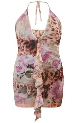 Animal Print Frill Mini Dress-PrettyLittleThing Sale