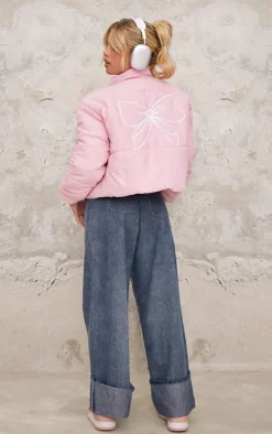 PrettyLittleThing Winter Coats & Jackets*Back Bow Detail Cropped Puffer Jacket