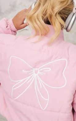 PrettyLittleThing Winter Coats & Jackets*Back Bow Detail Cropped Puffer Jacket