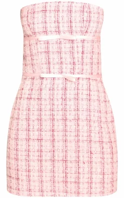 Boucle Bandeau Bow Detail Mini Dress-PrettyLittleThing Outlet