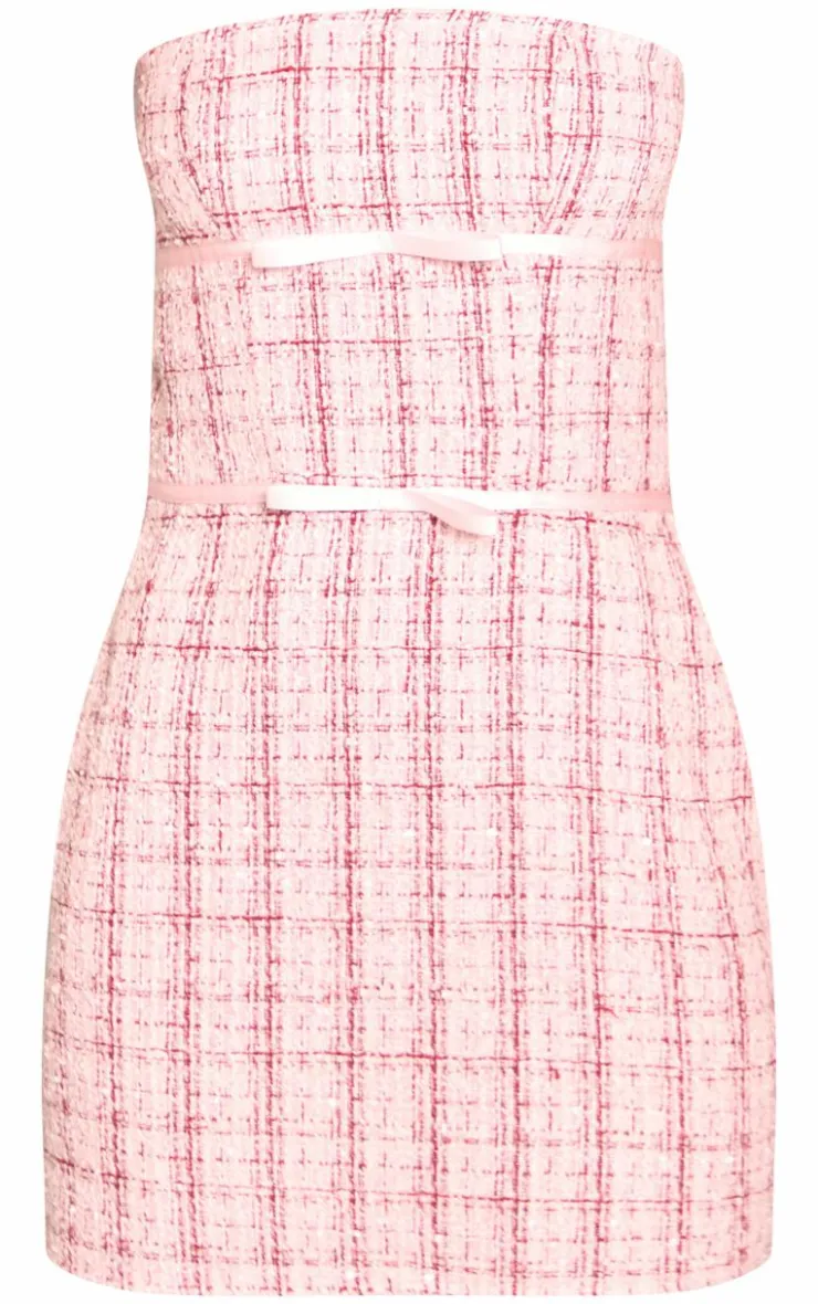 Boucle Bandeau Bow Detail Mini Dress-PrettyLittleThing Outlet