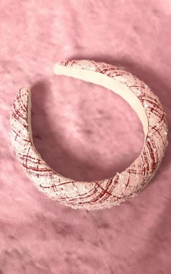 PrettyLittleThing Hair Accessories*Boucle Check Padded Headband