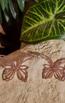 PrettyLittleThing Statement Earrings*Butterfly Diamante Statement Earrings