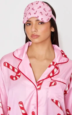 PrettyLittleThing Christmas Day Outfits*Candy Cane Print Satin Long PJ Set