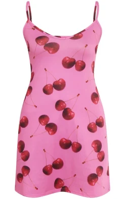 Cherry Print Strappy Shift Dress-PrettyLittleThing Discount