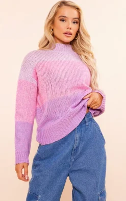 PrettyLittleThing Sweaters*Color Block Roll Neck Knitted Sweater