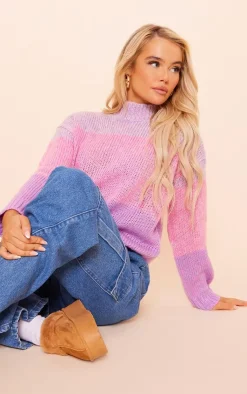 PrettyLittleThing Sweaters*Color Block Roll Neck Knitted Sweater