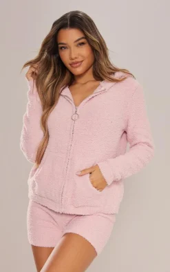 PrettyLittleThing Christmas Day Outfits*Cosy Long Sleeve Zip Up Hooded Pajama Top