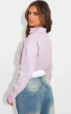 PrettyLittleThing Shirts*Cropped Striped Shirt