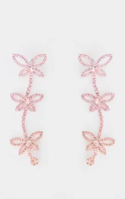 PrettyLittleThing Statement Earrings*Diamante Butterfly Statement Drop Earrings