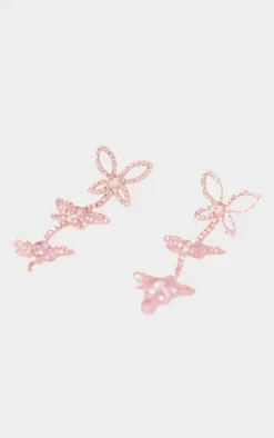 PrettyLittleThing Statement Earrings*Diamante Butterfly Statement Drop Earrings