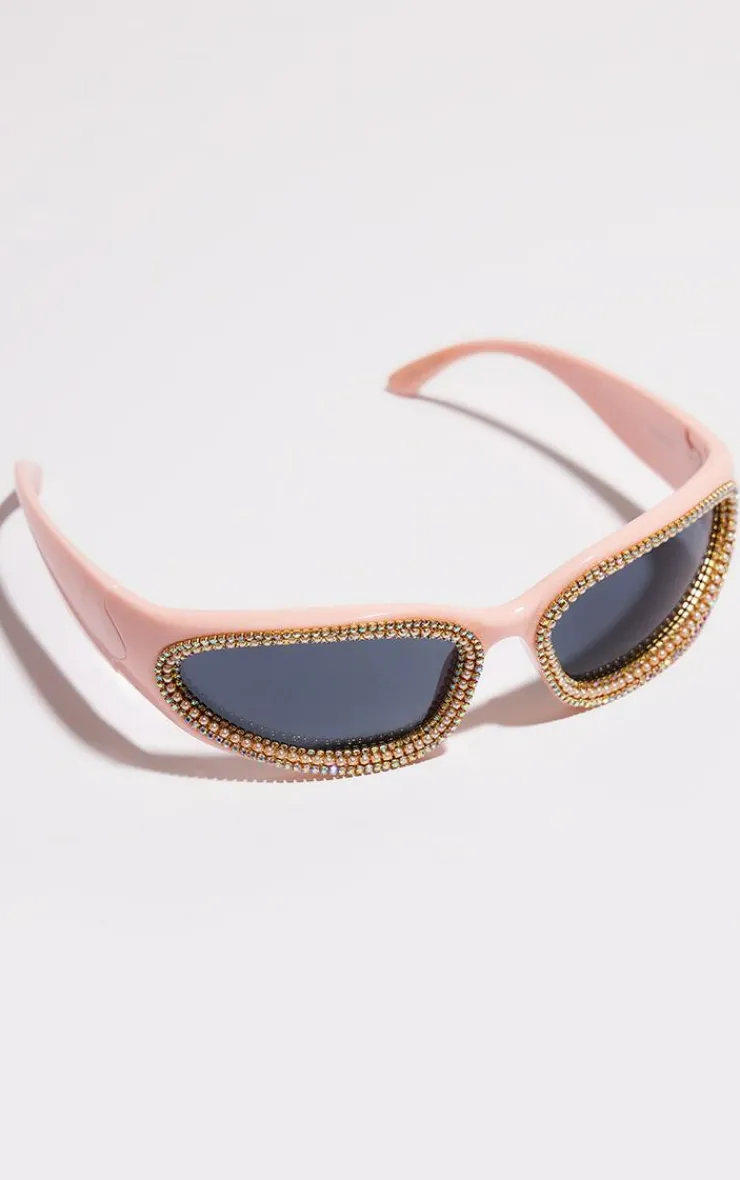 PrettyLittleThing Visor Sunglasses*Diamante Sporty Visor Sunglasses