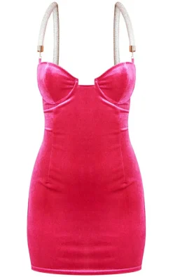 Diamante Strap Velvet Underwire Bodycon Dress-PrettyLittleThing New